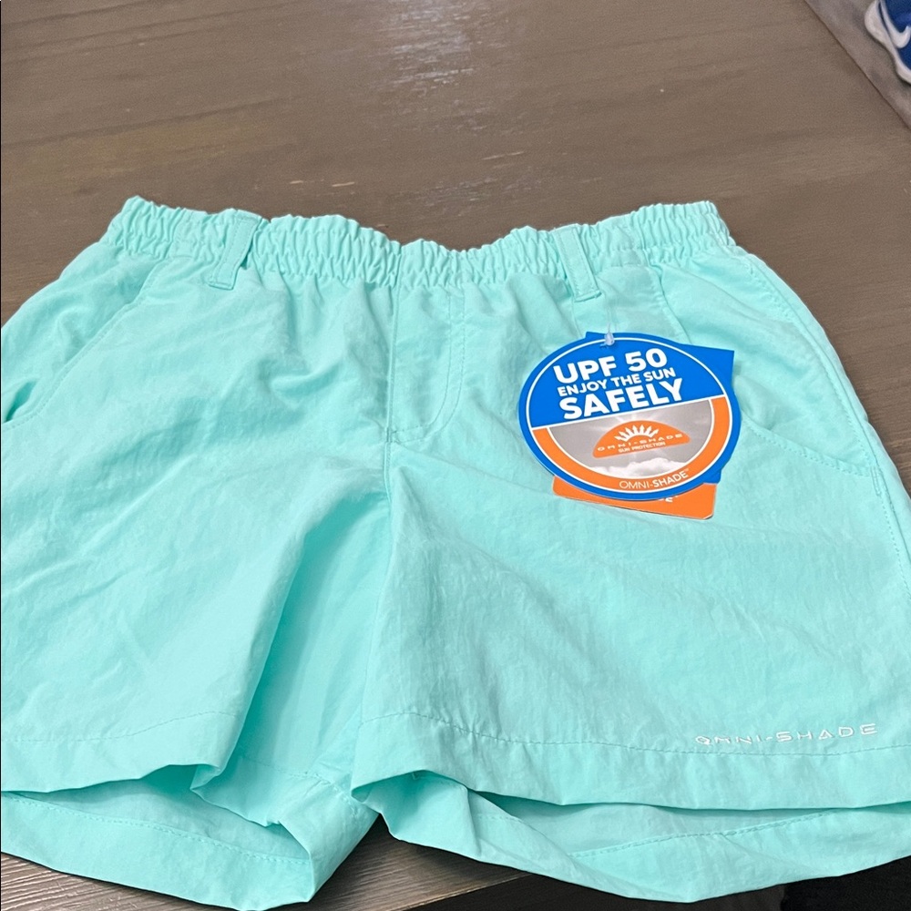 NWT! Youth Columbia back cast Mint Green Shorts. XS (6:7)